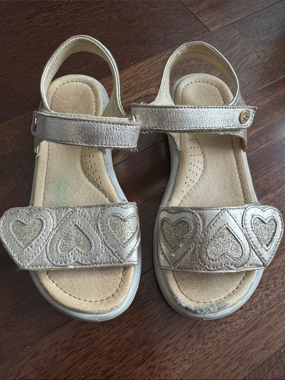 Naturino Metallic Gold Heart Sandals - Comfortable Adjustable Straps